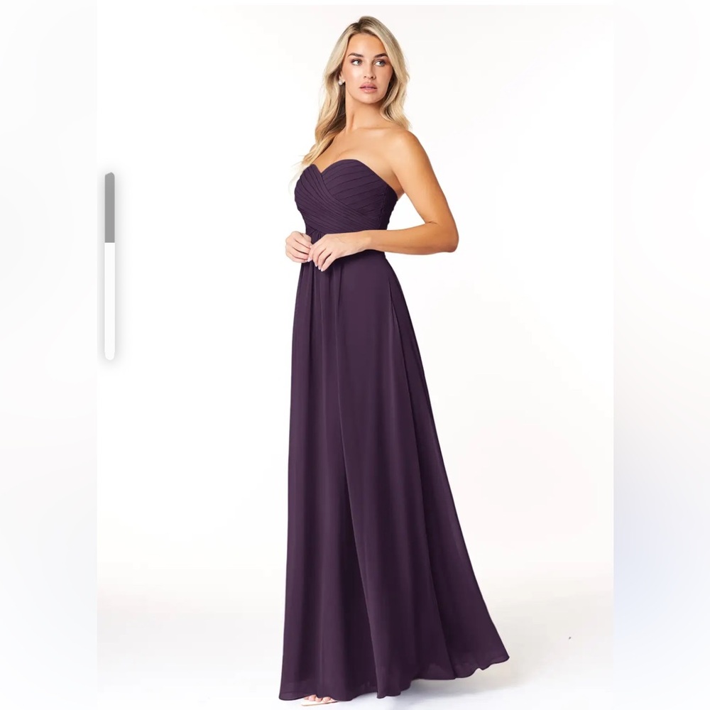 Bill Levkoff Strapless Floor-Length Bridesmaid Dress Dark Purple Chiffon Sz 4